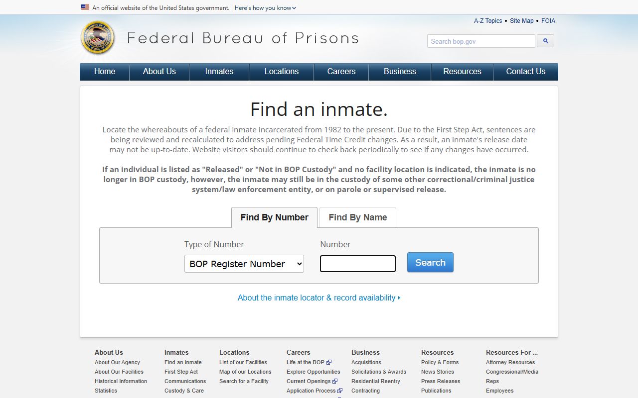 Federal BOP inmate locator for custody outside Warren County jail mugshots