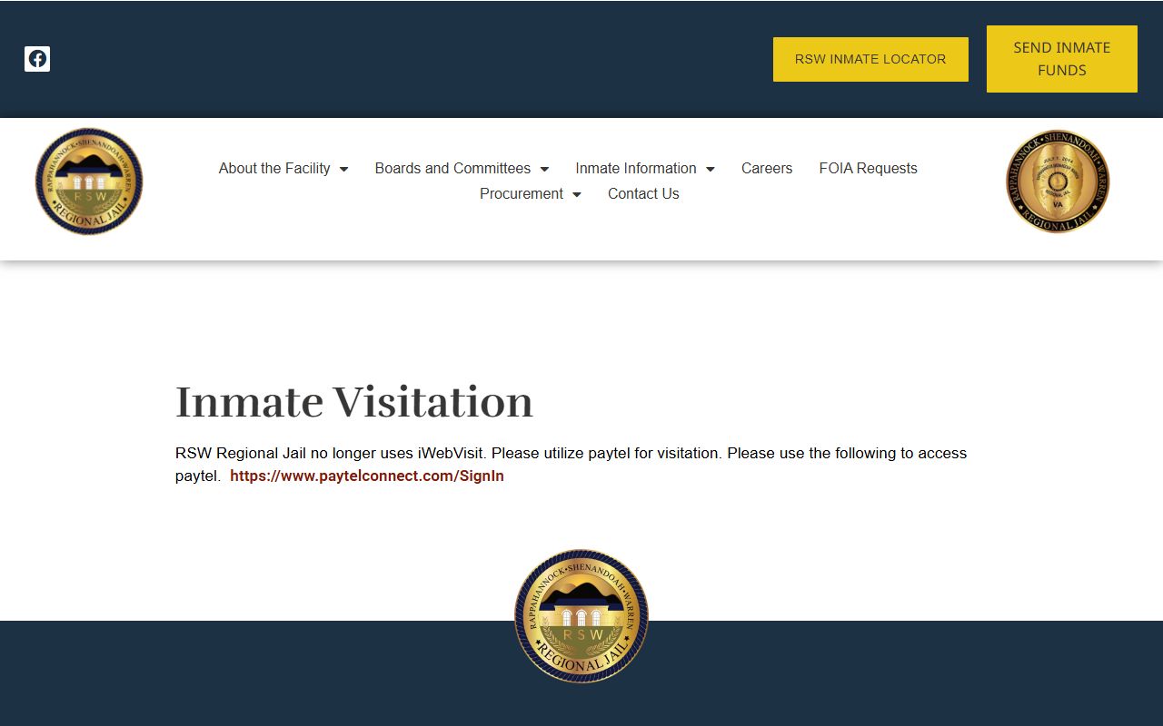 RSW Regional Jail visitation Paytel information for Warren County inmates